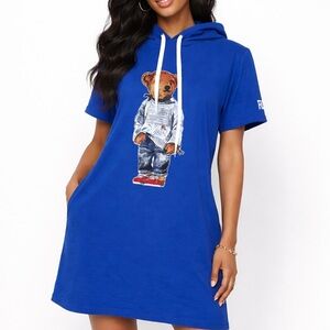 Ralph Lauren Inspired Blue Hoodie Dress